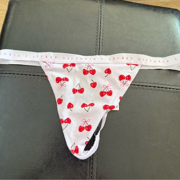 Victoria's Secret v string g string thong panty pink cherries - Picture 1 of 3